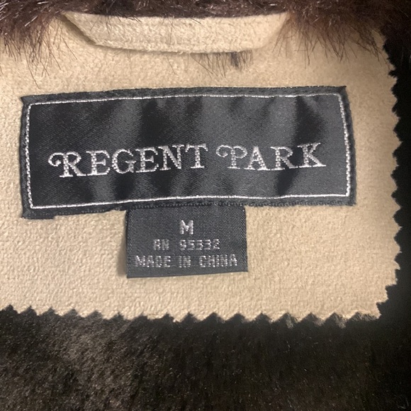 Regent park size medium winter jacket beige faux suede with brown faux fur - Picture 5 of 7